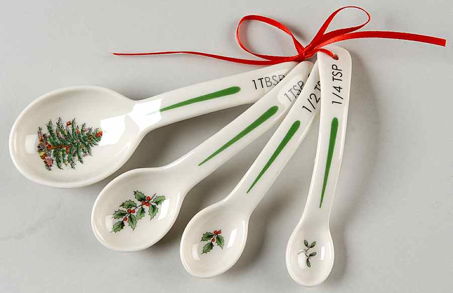Christmas Tree (4 Pc) Ceramic Measuring Spoon Set by Spode-1