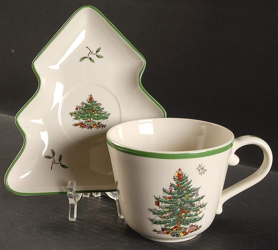 Christmas Tree Jumbo Cup & Saucer Set by Spode-1