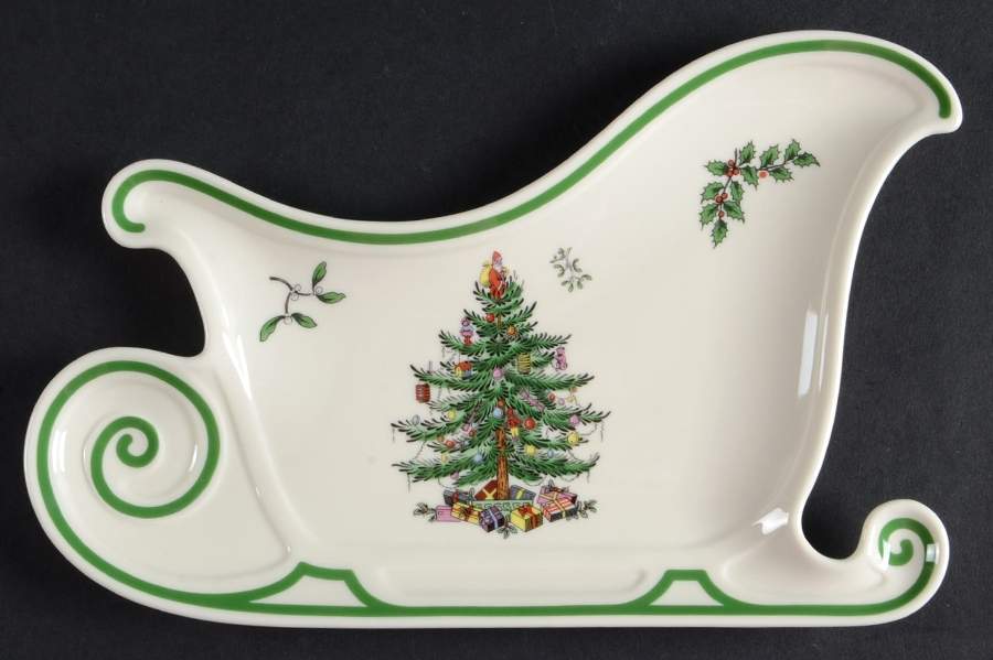 Christmas Tree Sleigh Shaped Plate by Spode-1