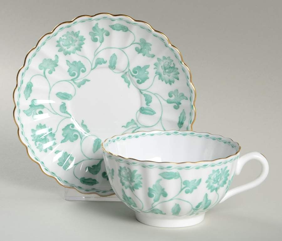 Colonel Jade Footed Cup & Saucer Set by Spode-1