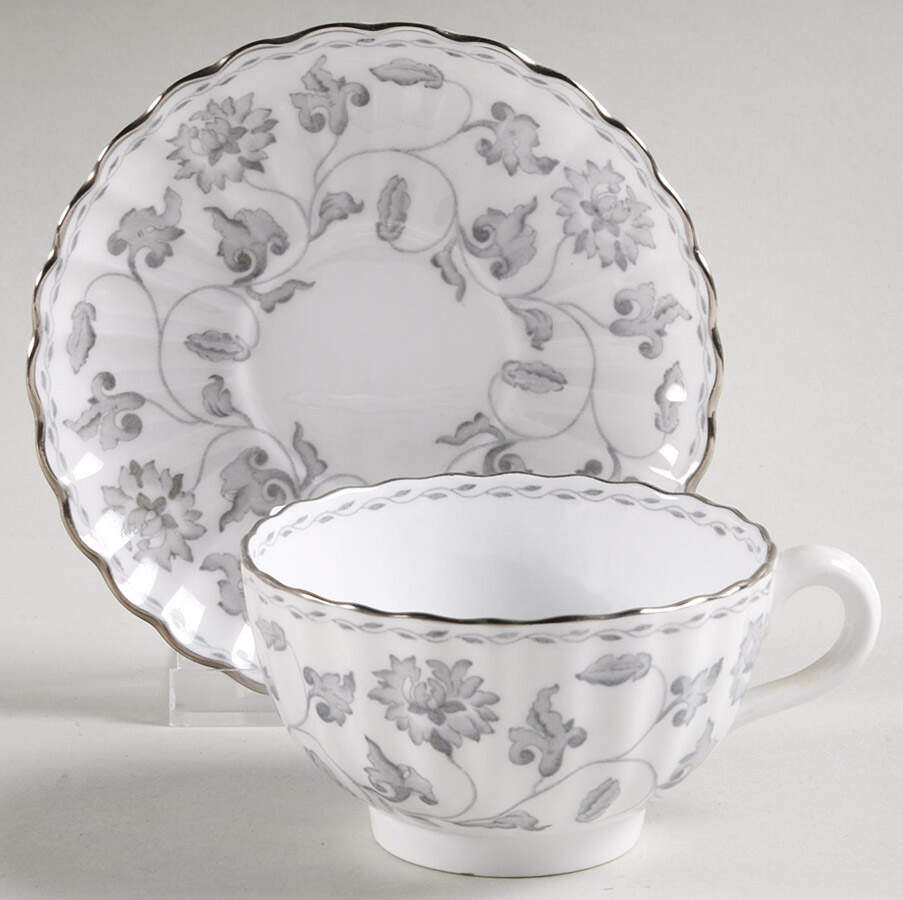Colonel Gray (Platinum Trim) Flat Cup & Saucer Set by Spode-1