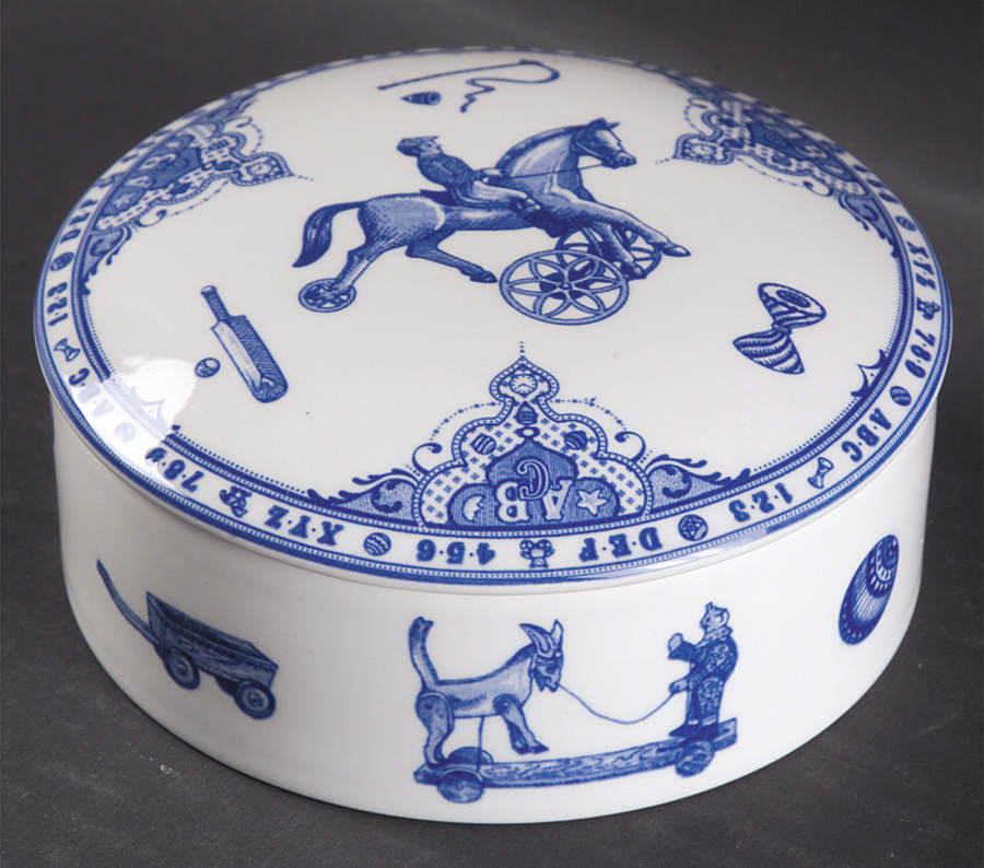 Edwardian Child Collection Blue Round Box & Lid by Spode-1
