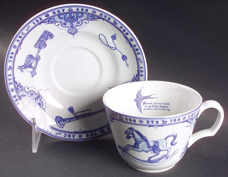 Edwardian Child Collection Blue Flat Cup & Saucer Set by Spode-1