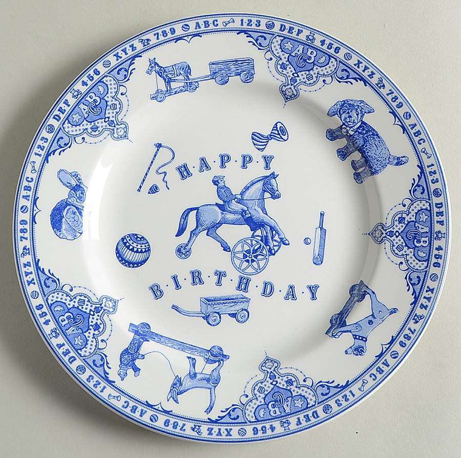 Edwardian Child Collection Blue Happy Birthday Plate by Spode-1