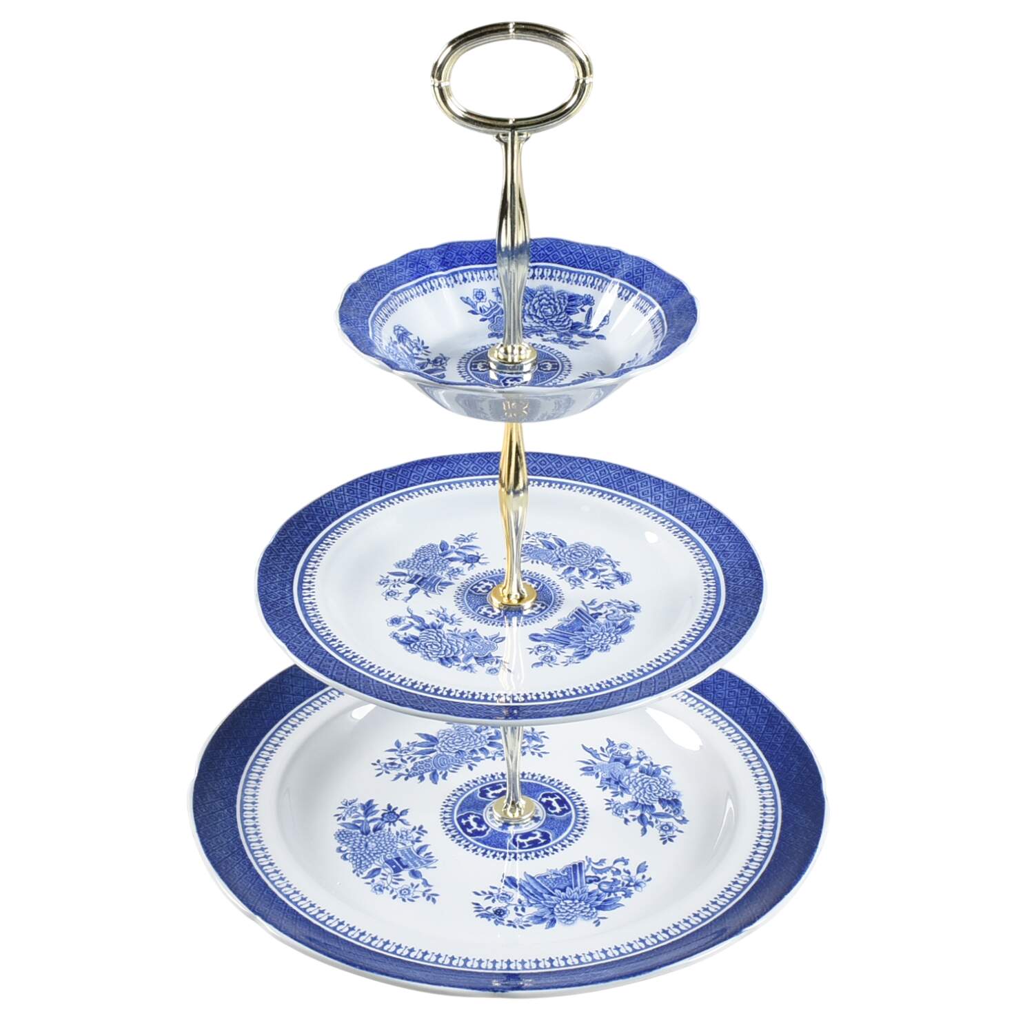 Fitzhugh Blue 11 1/4"  2 Tier Footed Serving Tray (DP,SP,FR) HC by Spode-1