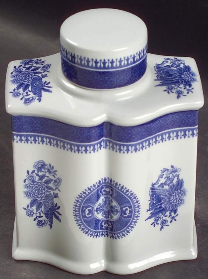 Fitzhugh Blue Tea Caddy & Lid by Spode-1