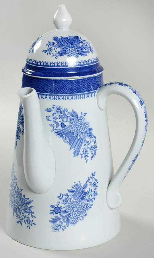 Fitzhugh Blue Coffee Pot & Lid by Spode-1