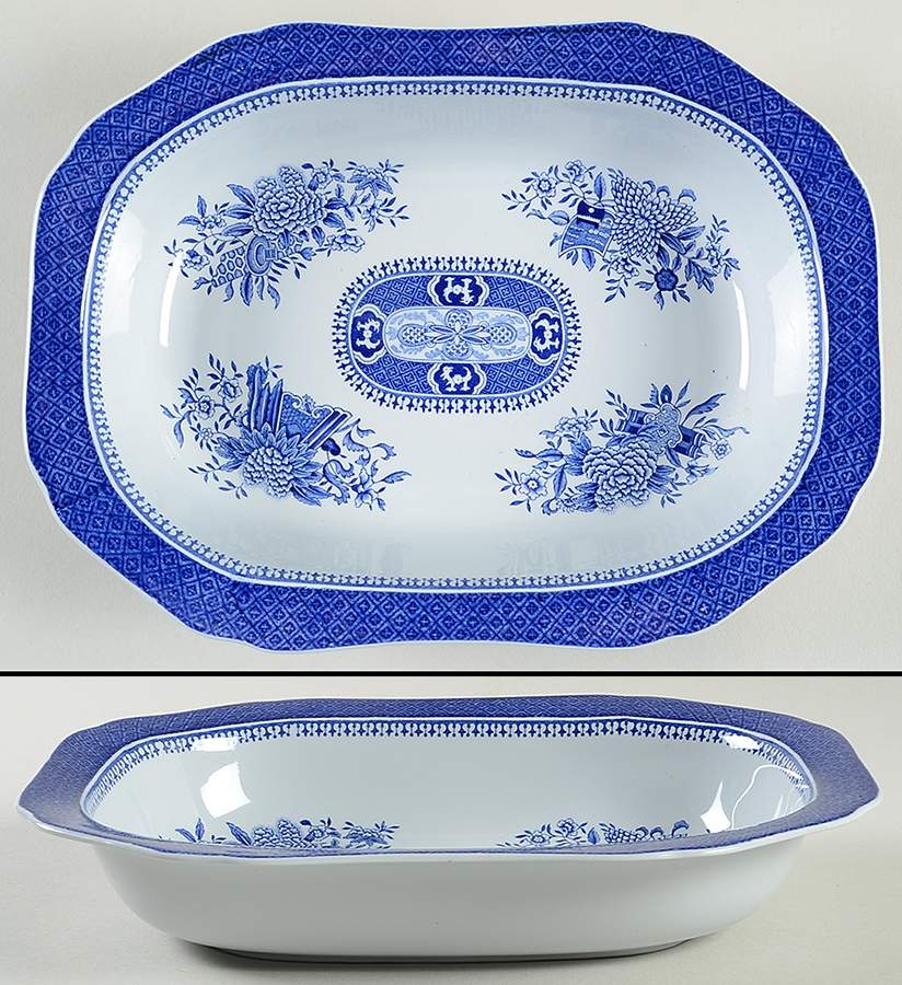 Fitzhugh Blue 9" Oval Vegetable Bowl by Spode-1