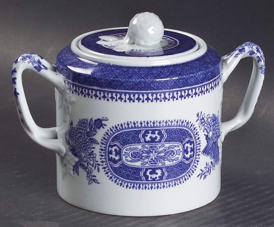 Fitzhugh Blue Sugar Bowl & Lid by Spode-1