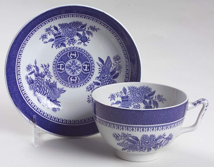 Fitzhugh Blue Canton Shape Oversized Cup & Saucer Set by Spode-1