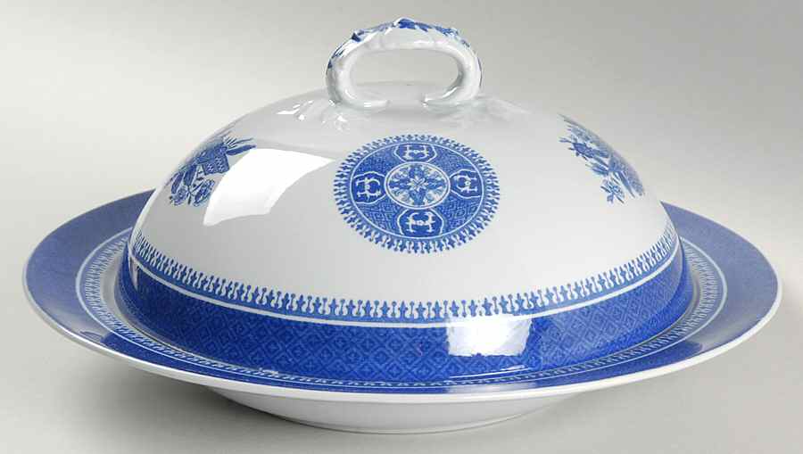 Fitzhugh Blue Muffin Dish & Lid by Spode-1