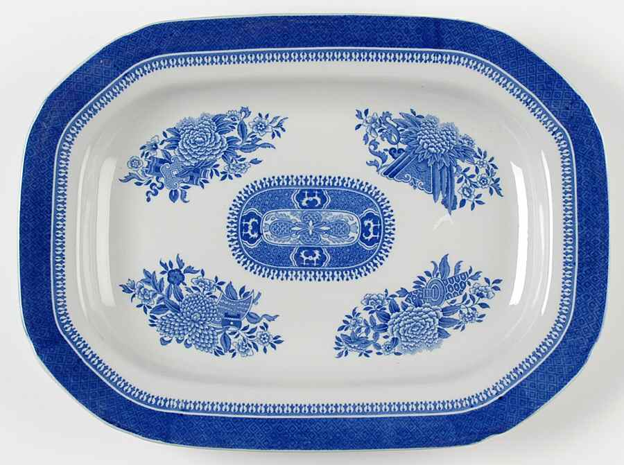 Fitzhugh Blue 13" Oval Serving Platter by Spode-1