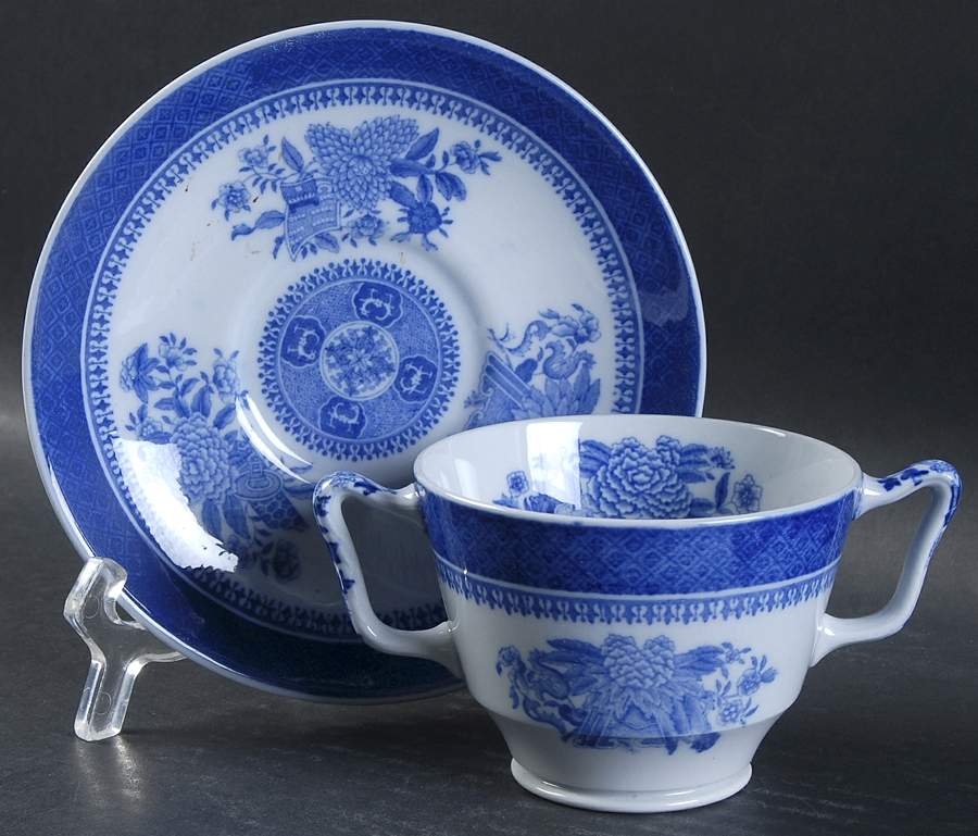 Fitzhugh Blue Footed Bouillon Cup & Saucer by Spode-1