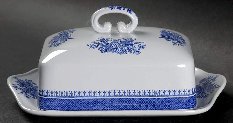 Fitzhugh Blue Square Covered Butter by Spode-1