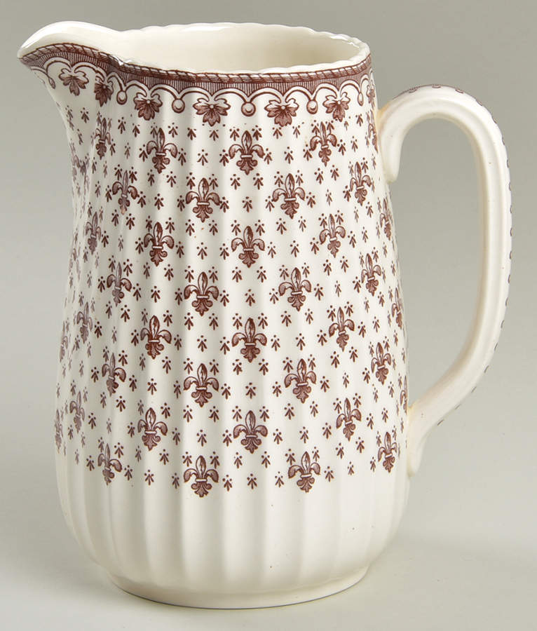 Fleur de Lys Brown (Earthenware, No Trim) 28 Oz Pitcher by Spode-1