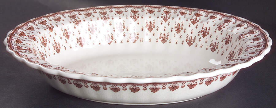 Fleur de Lys Brown (Earthenware, No Trim) 10" Oval Vegetable Bowl by Spode-1