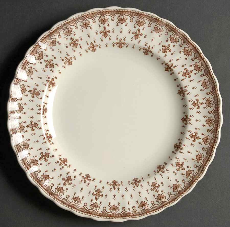 Fleur de Lys Brown (Earthenware, No Trim) Luncheon Plate by Spode-1