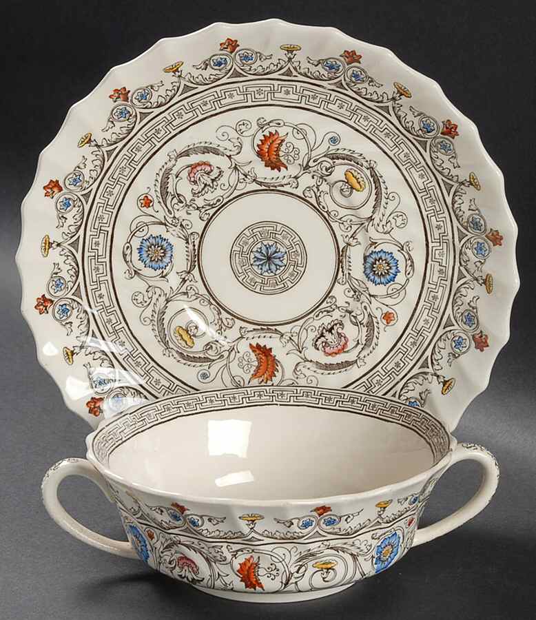 Florence Flat Cream Soup Bowl & Saucer Set by Spode-1