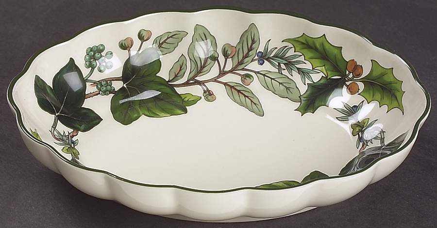 Green Garland Small Oval Fluted Dish by Spode-1