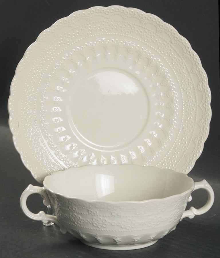 Jewel Flat Cream Soup Bowl & Saucer Set by Spode-1