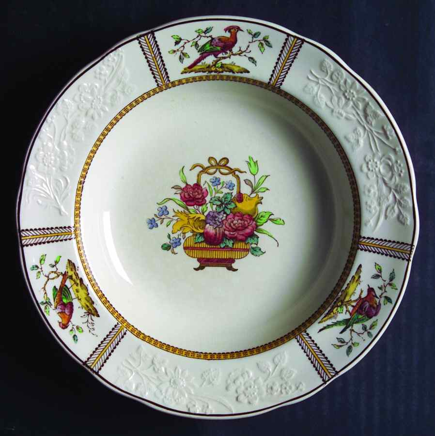 June (Basket Center) Rim Soup Bowl by Spode-1