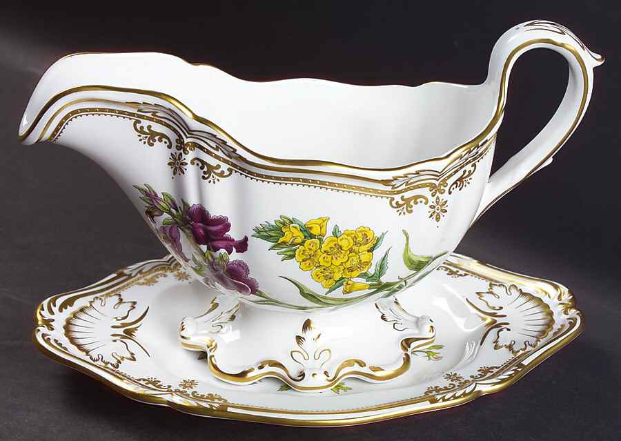 Stafford Flowers Gravy Boat & Underplate/Relish by Spode-1