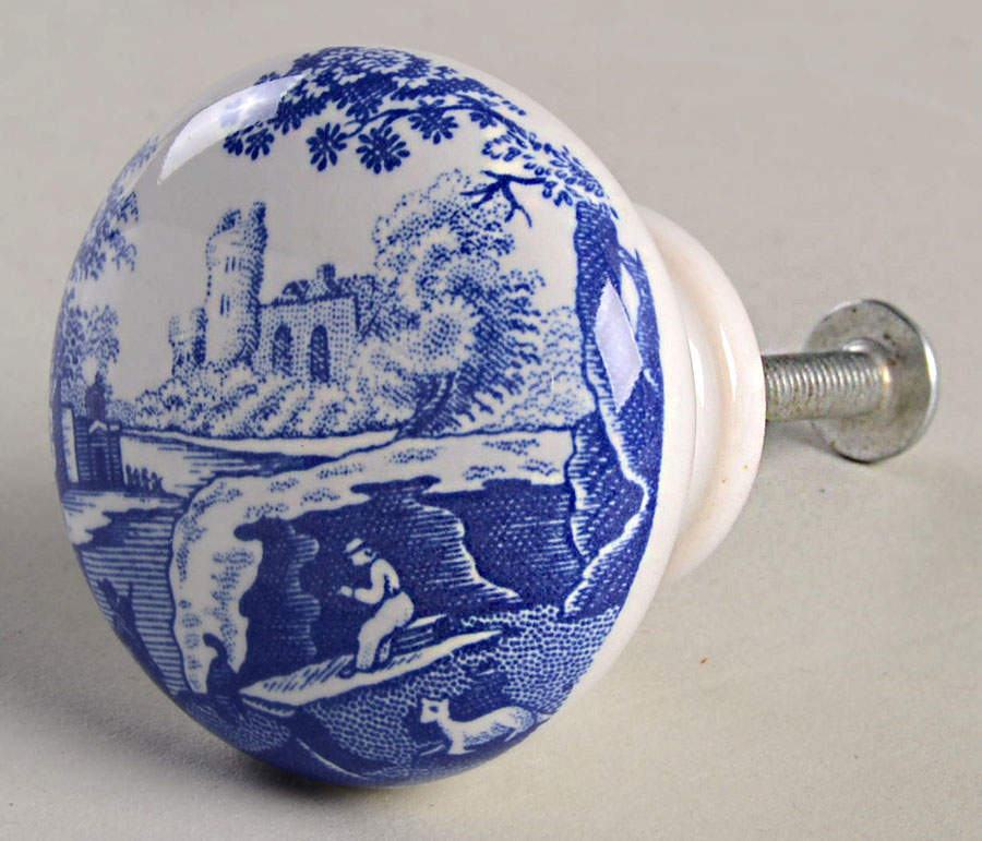 Blue Italian Drawer/Cabinet Pull/Knob by Spode-1