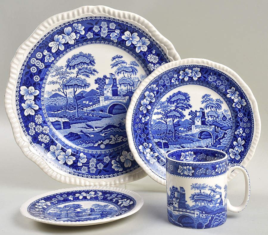 Tower Blue (Newer Backstamp) 4 Piece Place Setting by Spode-1
