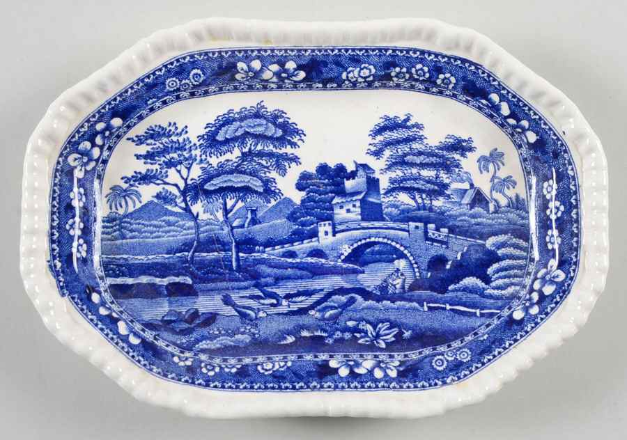 Tower Blue (Newer Backstamp) Relish/Gravy Underplate by Spode-1