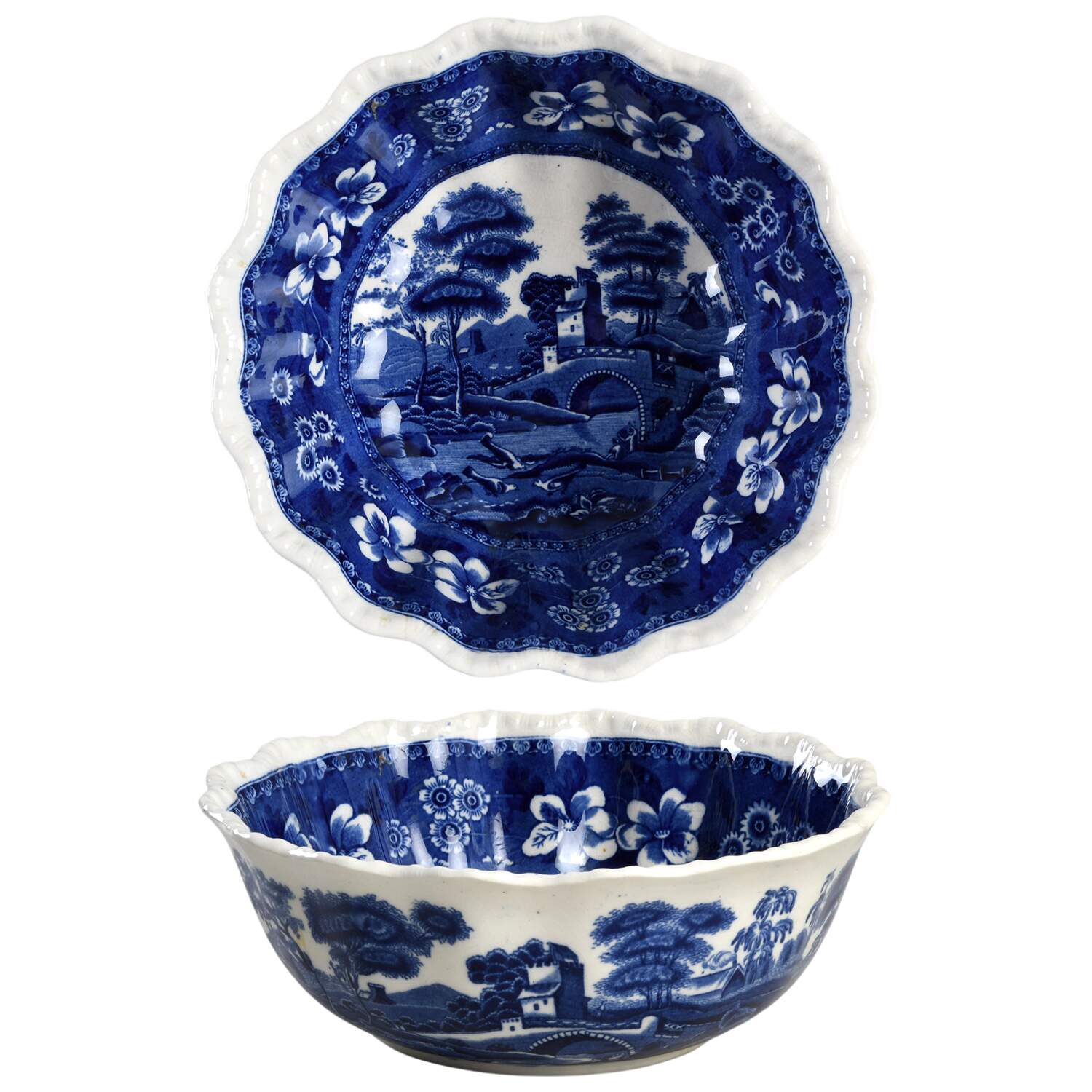 Tower Blue (No #, Older, Gadroon) 9" Round Vegetable Bowl by Spode-1