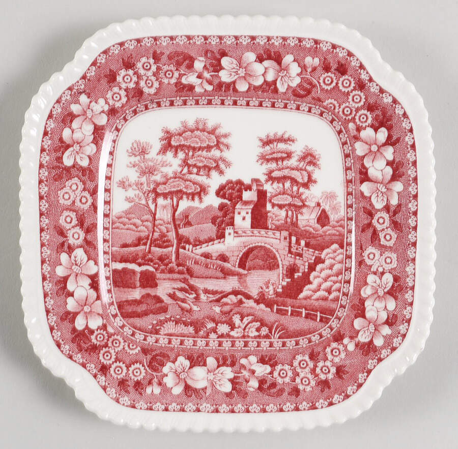 Tower Pink (Older Backstamp) Square Bread & Butter Plate by Spode-1