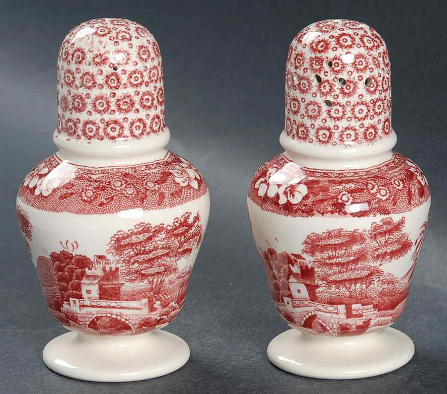Tower Pink (Older Backstamp) Salt & Pepper Set by Spode-1