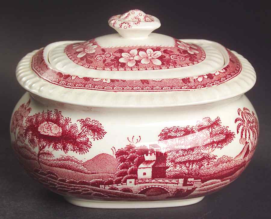 Tower Pink (Older Backstamp) Mini Sugar Bowl & Lid by Spode-1