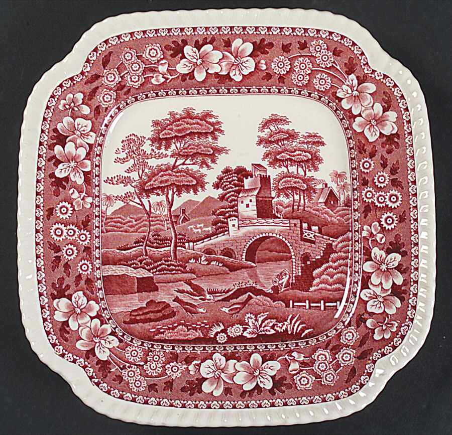 Tower Pink (Older Backstamp) Square Salad Plate by Spode-1
