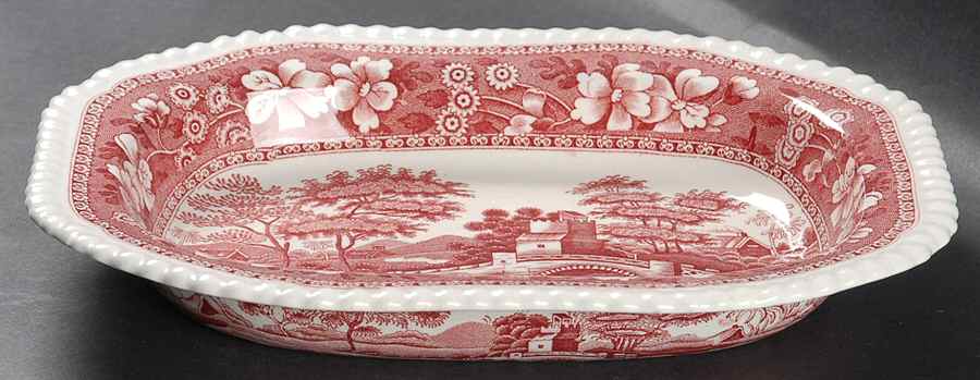 Tower Pink (Older Backstamp) 9" Oval Vegetable Bowl by Spode-1