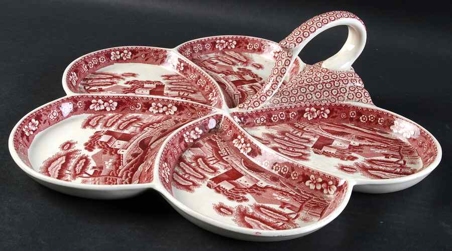 Tower Pink (Older Backstamp) 5-Part Relish by Spode-1