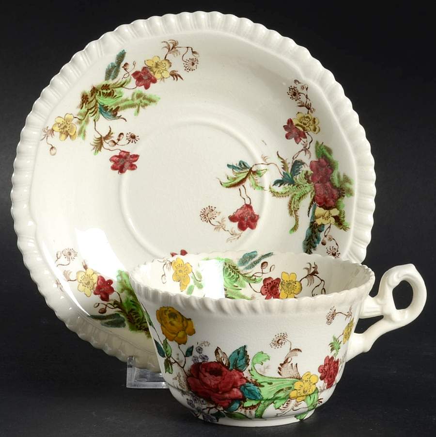 Wicker Lane (Gadroon) Flat Cup & Saucer Set by Spode-1