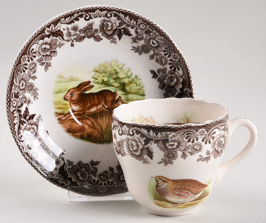 Woodland Flat Cup & Saucer Set by Spode-1