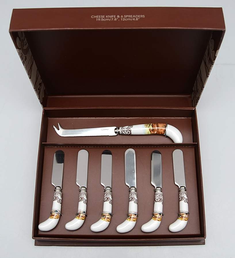 Woodland (7 Pc Motif) Cheese Knife & Spreader Set by Spode-1