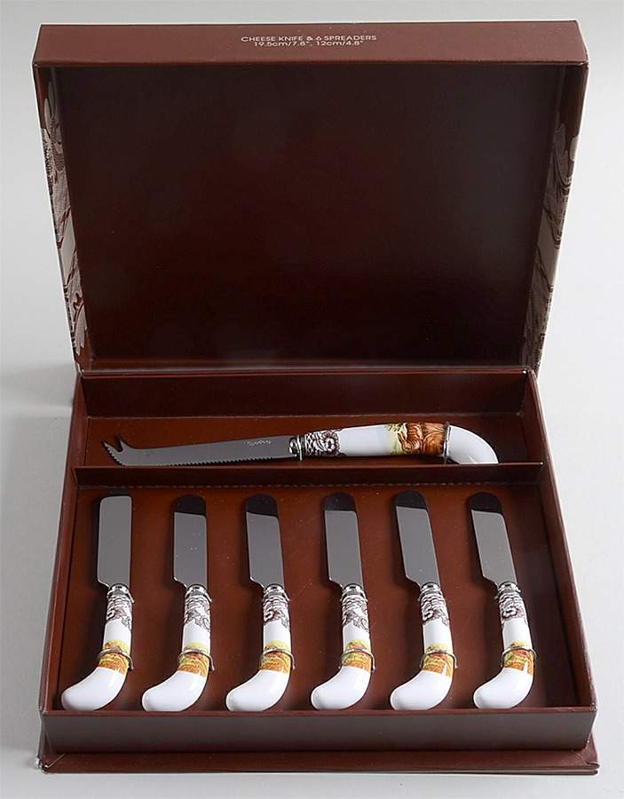 Woodland (7 Pc Motif) Cheese Knife & Spreader Set by Spode-1