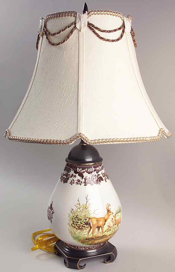 Woodland Electric Bulb Vase Lamp & Shade by Spode-1