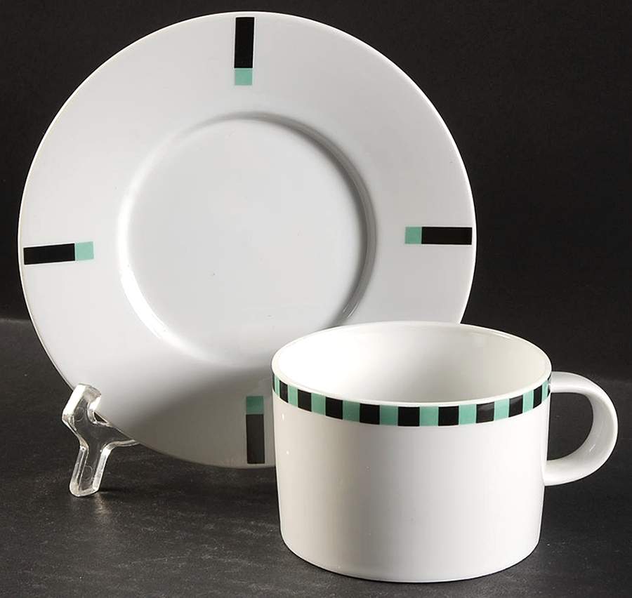 Register (Green & Black) Flat Cup & Saucer Set by Sasaki-1