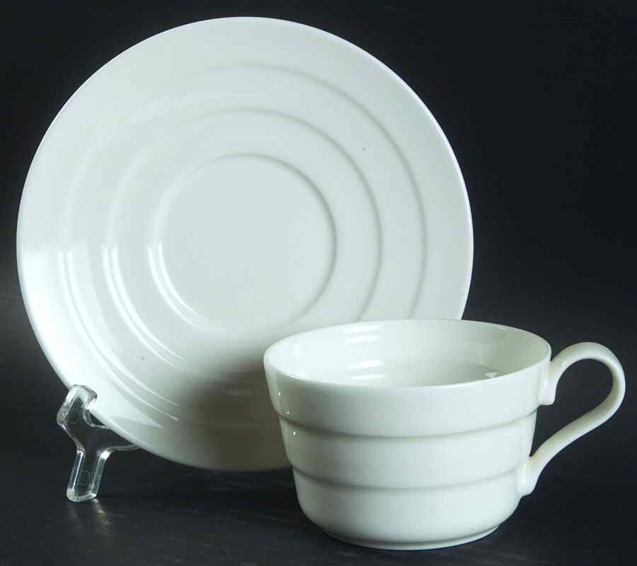 Saturn White Flat Cup & Saucer Set by Sasaki-1