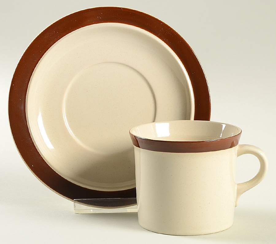 Sandpebbles Brown Flat Cup & Saucer Set by Stonecrest (JI)-1