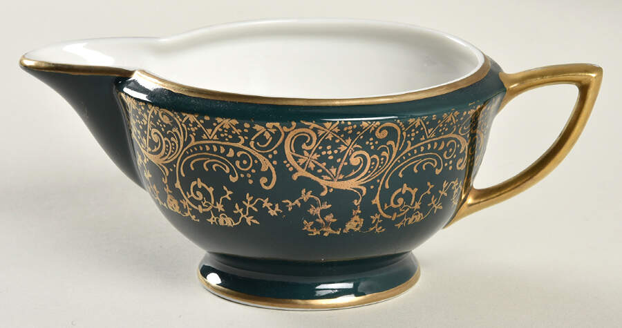 Chantilly Dark Green (Gold Filigree) Creamer by Stradford-1