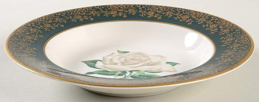 Chantilly Dark Green (Gold Filigree) Rim Soup Bowl by Stradford-1