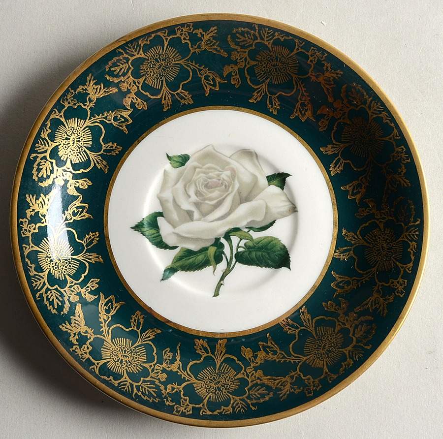 Chantilly Dark Green (Gold Floral) Saucer by Stradford-1