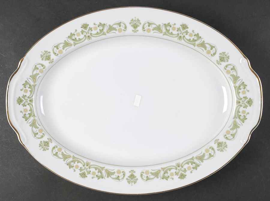 Contessa Green 16" Oval Serving Platter by Style House-1
