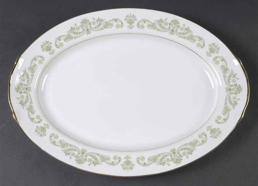 Contessa Green 14" Oval Serving Platter by Style House-1