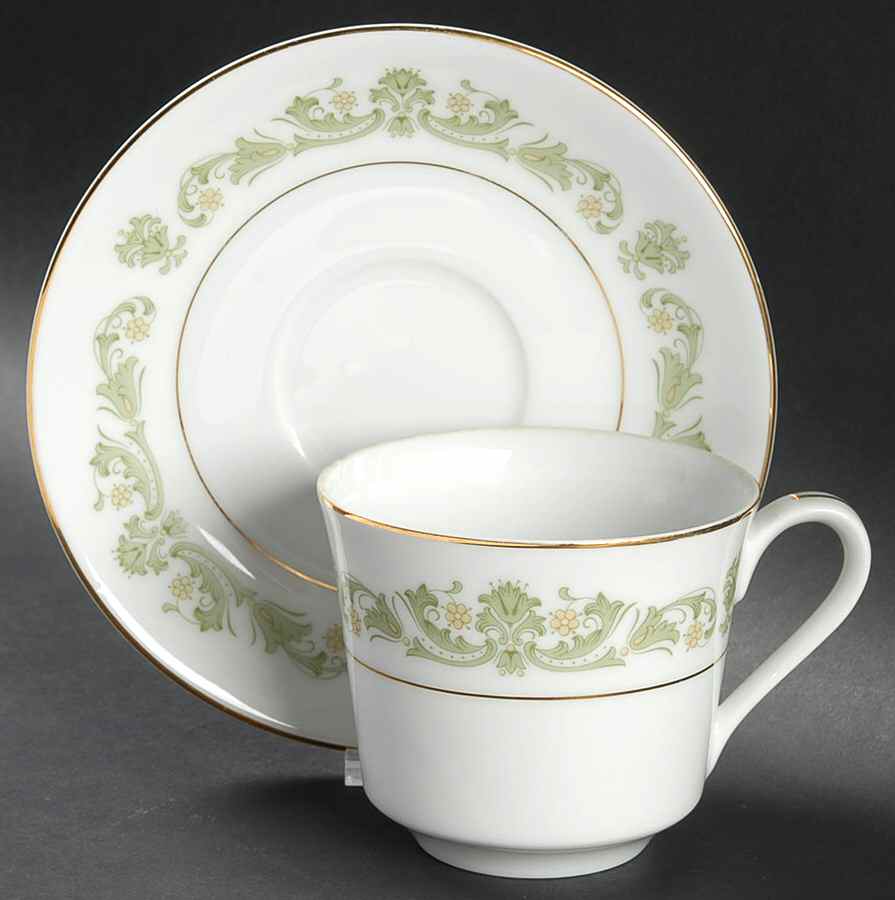 Contessa Green Flat Cup & Saucer Set by Style House-1